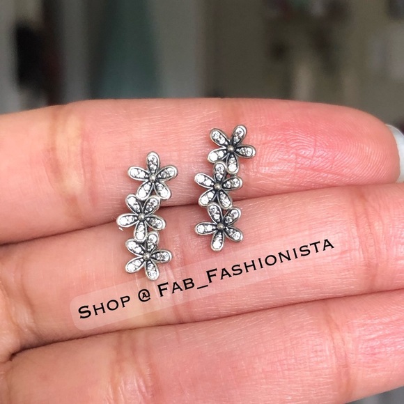 Pandora Daisy Pave Earrings Sterling Silver - Picture 5 of 14